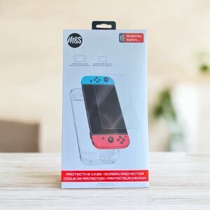NEW M&S Nintendo Switch Protective Case and Screen Protector Transparent Clean